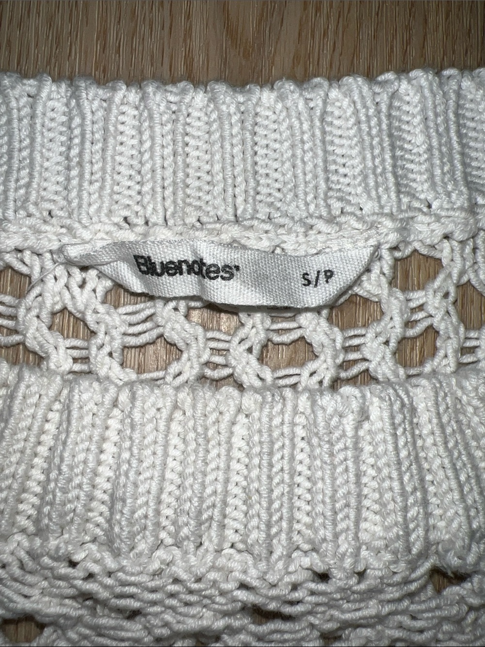Bluenotes Open-Knit Crochet Ivory Crewneck Sweater - Picture 2 of 15